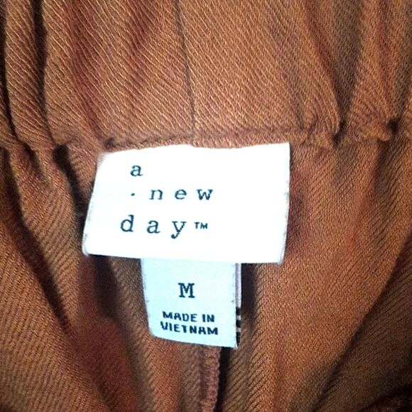 High Rise Paper Bag Waist Zip Tie Belt Blousy Shorts Medium Pockets a. new day - Picture 5 of 10